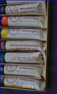 Vintage DVP Da Vinci Student's Oil Paint Colors 10 Tubes. 4 fl oz each Boxed USA