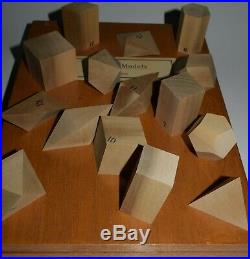 Vintage Geometric Crystal Shapes Desk Models Display Cubist Wood Blocks 15 Boxed