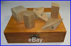Vintage Geometric Crystal Shapes Desk Models Display Cubist Wood Blocks 6 Boxed