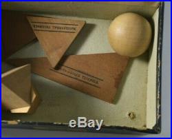 Vintage Geometrical Crystal Shapes Desk Models Display Cubist Wood Blocks Boxed