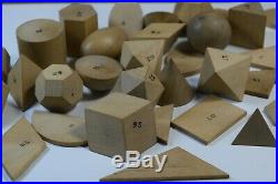 Vintage Geometrical Shapes Desk Models Display Cubist Student Wood Blocks Boxed