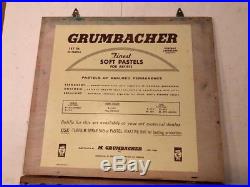 Vintage Grumbacher NY soft art pastels Set 56 in wooden box 60 diff. Pastels
