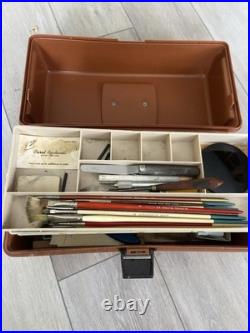 Vintage Grumbacher artist painting box 30 oil paints 15+ brushes & accessories