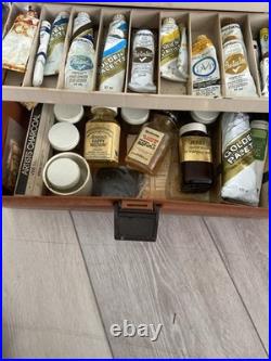 Vintage Grumbacher artist painting box 30 oil paints 15+ brushes & accessories