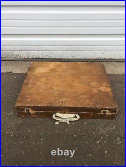Vintage Huge Wooden Artist Traveling Paint Box with Palette Brushes 21.5x17x4