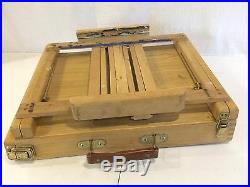 Vintage Oak Painters Pochade Box Extendable Artist Art Easel 16x14 Side Drawer