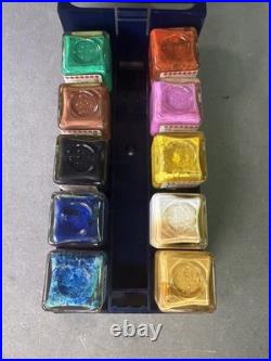 Vintage PELIKAN Plaka HobbyBox With Case From Germany In 15ml Glass Bottles Paint