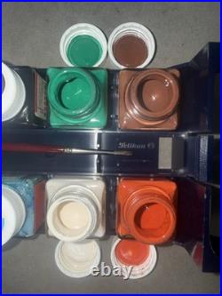 Vintage PELIKAN Plaka HobbyBox With Case From Germany In 15ml Glass Bottles Paint