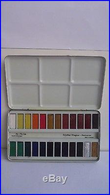 Vintage Pelikan Watercolor Paint Metal Box and 70s Germany 75 / 24pieces