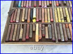 Vintage REMBRANDT By TALENS Soft Artist Pastels 131 + Wooden Storage Box Case
