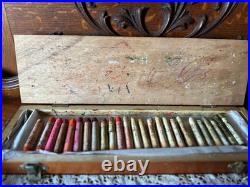 Vintage Sennelier Oil Pastels Factory Wood Box 24 WATCH VIDEO
