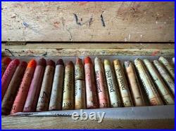 Vintage Sennelier Oil Pastels Factory Wood Box 24 WATCH VIDEO
