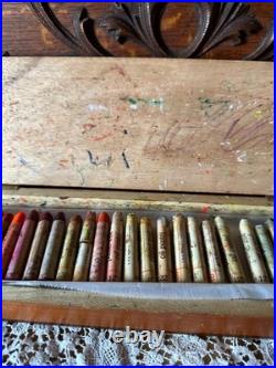 Vintage Sennelier Oil Pastels Factory Wood Box 24 WATCH VIDEO