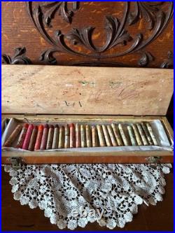Vintage Sennelier Oil Pastels Factory Wood Box 24 WATCH VIDEO