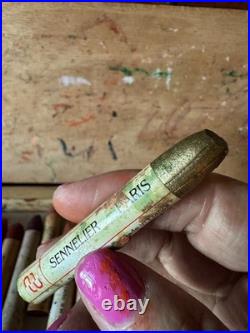 Vintage Sennelier Oil Pastels Factory Wood Box 24 WATCH VIDEO