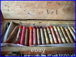 Vintage Sennelier Oil Pastels Factory Wood Box 24 WATCH VIDEO