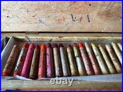 Vintage Sennelier Oil Pastels Factory Wood Box 24 WATCH VIDEO