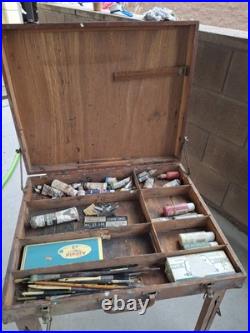 Vintage Studio wooden Easel Table/storage Box, All Original/fully functional
