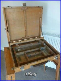 Vintage WINSOR & NEWTON Travelling Artists Pochade free standing PAINT BOX easel