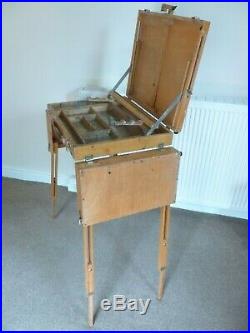 Vintage WINSOR & NEWTON Travelling Artists Pochade free standing PAINT BOX easel