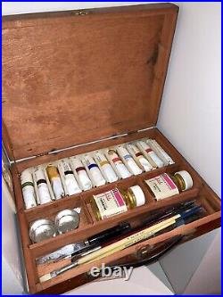 Vintage Winsor Newton Art Set+Box / London Oil Paint / Brushes / Charcoal / Oil