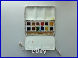 Vintage Winsor & Newton Bijou Watercolor Box No. B12 Enamel Tin 12 Half Pans