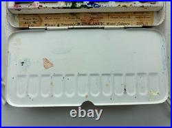 Vintage Winsor & Newton Bijou Watercolor Box No. B12 Enamel Tin 12 Half Pans