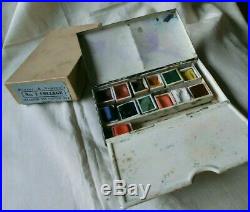 Vintage Winsor & Newton Black Japanned Box Watercolour Paints Original Packaging