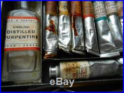 Vintage Winsor & Newton Japanned Portable Artists Paint Set Tin Box Oils Metal