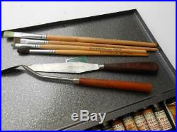 Vintage Winsor & Newton Japanned Portable Artists Paint Set Tin Box Oils Metal