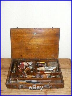 Vintage Winsor & Newton Wooden Paint Box & Contents Decorative Display