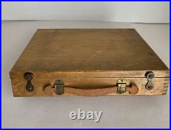 Vintage Wood Artist Travel Case Box With Oil Paints USA