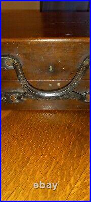 Vintage Wooden Artist Box Hook Style Catches Leather Handle Rustic Studio Art