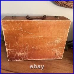 Vintage Wooden Artist Painters Palette Case Travel Box Dovetail Briefcase 17x13