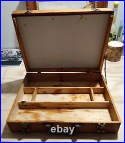 Vintage Wooden Artist's Portable Carrying Travel Box