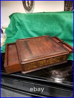 Vintage Wooden stationary writing box. Drawers on side of box