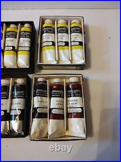 Vtg Lot Permanent Pigments Artist Oil Color Paints In Box
