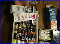 Vtg pre tested Grumbacher oil paint color set 48 brush lot box nocase pre tested