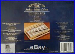WINSOR & NEWTON Artists' Water Colour Wooden Box 12 Half PAN Painting SET