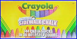 Washable Anti-Roll Sidewalk Chalk 144pcs 4 Boxes of 36 Bright Colors