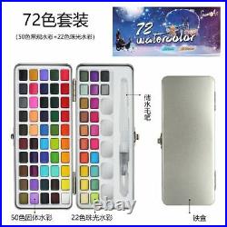 Watercolor Paint Set Portable Metal Box Pigment For Beginner Drawing Art Supply