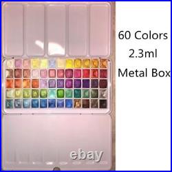 Watercolor Paints 2.3ml 60 Colors Panchromatic Preadolescent Glitter Set Tin Box