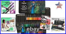 Watercolor Pencils Set 120 Vibrant Pigments Draw & Paint Presentation Tin