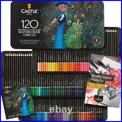 Watercolor Pencils Set 120 Vibrant Pigments Draw & Paint Presentation Tin