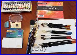 Watercolour artist materials (Bundle used/unused brushes. Cotman box. Sketch pads)