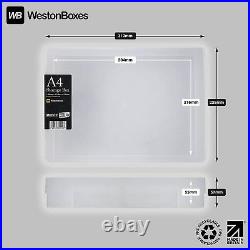 WestonBoxes A4 Plastic Craft Storage Boxes with Lids for Art Supplies, Paper and