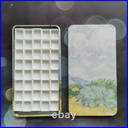 Wheat field Empty watercolor palette paint tin box with 40 half pans