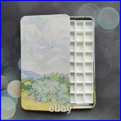 Wheat field Empty watercolor palette paint tin box with 40 half pans
