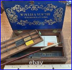 Winsor Newton 1900 Artist Paint Brush EARLY Keyed Wood Box Brushes LONDON 4.5X9