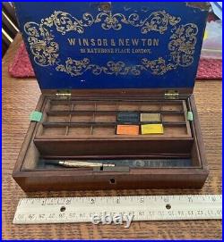 Winsor Newton 1900 Artist Paint Brush EARLY Keyed Wood Box Brushes LONDON 4.5X9